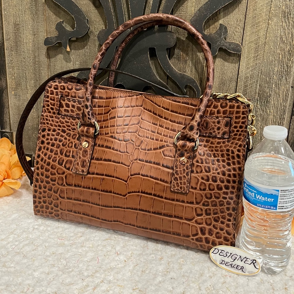Authentic MICHAEL KORS Croc Embossed Hamilton Satchel VGC! - Picture 5 of 12